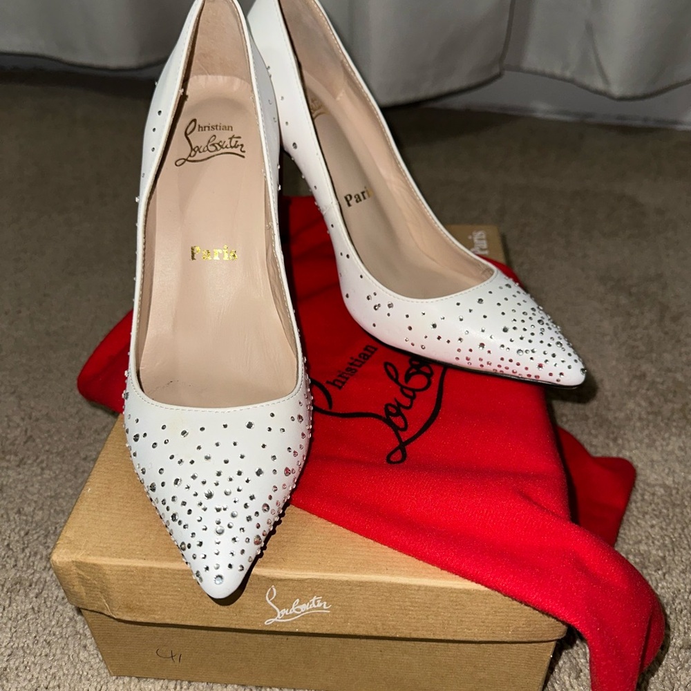 Christian Louboutin White Studded Heels